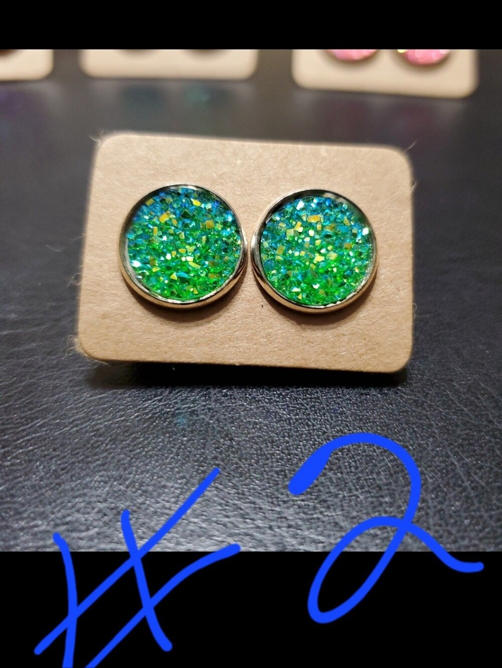 Women's Druzy Post Earrings - Picture 5 of 11